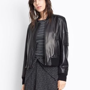 Vince Leather Bomber Jacket